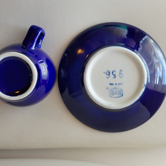 Vintage Hall China Restaurant Ware Blue Demitasse Cup & Saucer (956) ~ Espresso - Picture 13 of 14